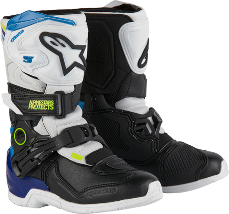 Tech 3s Kids Boots Wht/Blk/Enamel Blue Sz 1