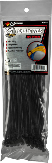 Performance Tool W2910 High Strength 8" Cable Ties - 100 Pack