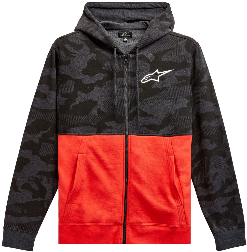 Camo Block Hoodie Char Htr/Wrm Rd Sm