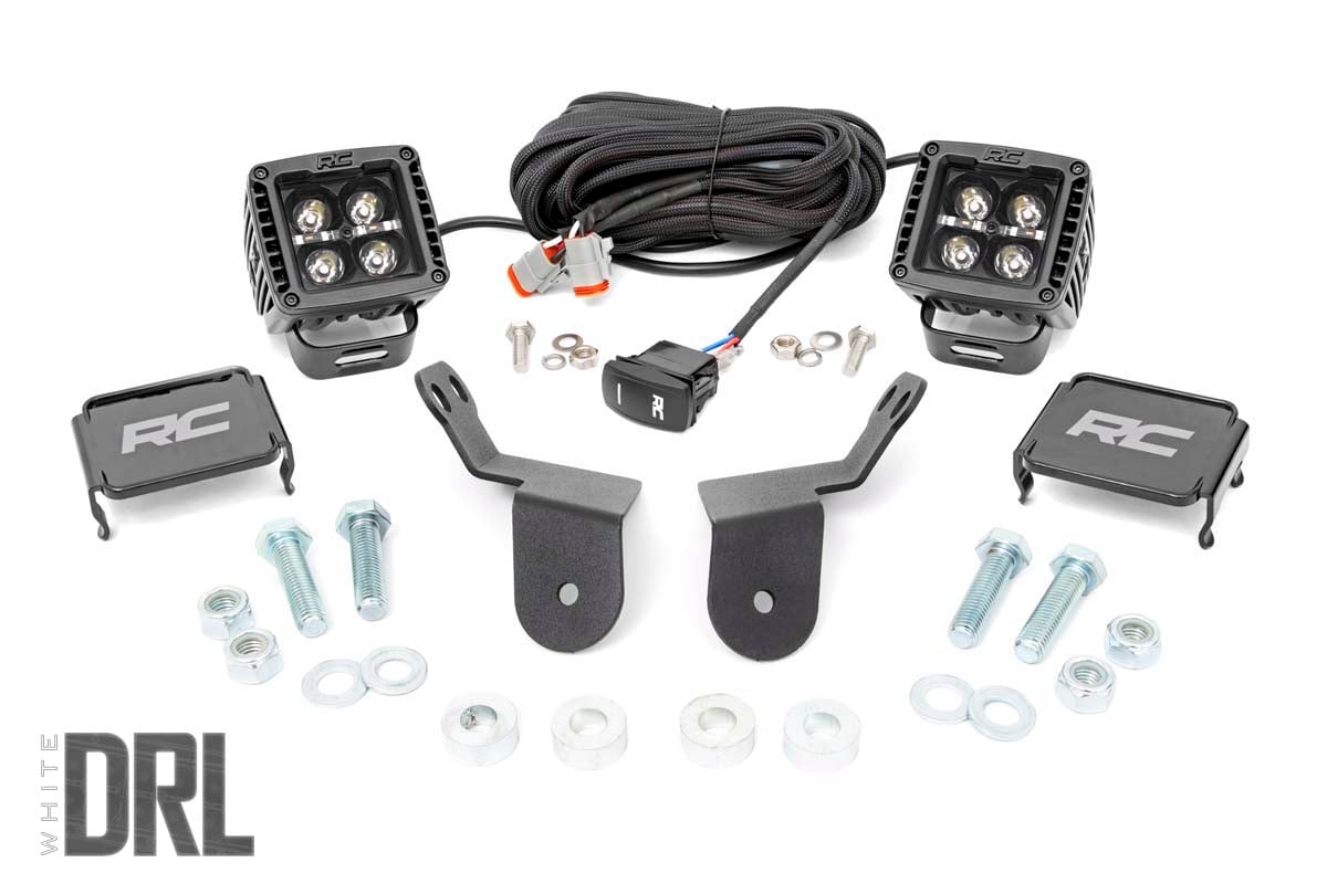 LED Light Kit | Cage Mount | 2" Black Pair | White DRL | Honda Pioneer 1000-5  | 92011