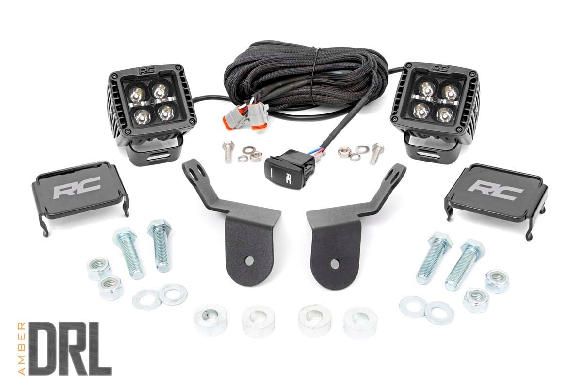 LED Light Kit | Cage Mount | 2" Black Pair | Amber DRL | Honda Pioneer 1000-5  | 92021