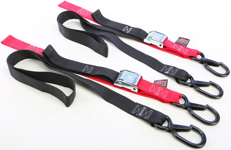 Tie Down Cam Sec Hook Soft Tye 1.5"X6' Black/Red Pair