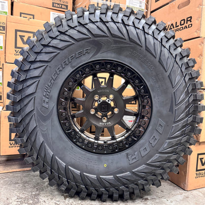 Valor V09 Beadlock Wheels + Obor RocScraper Tires (Mounted Kit)