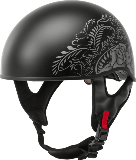 Hh 65 Half Helmet Rose Naked Matte Black/Silver Sm