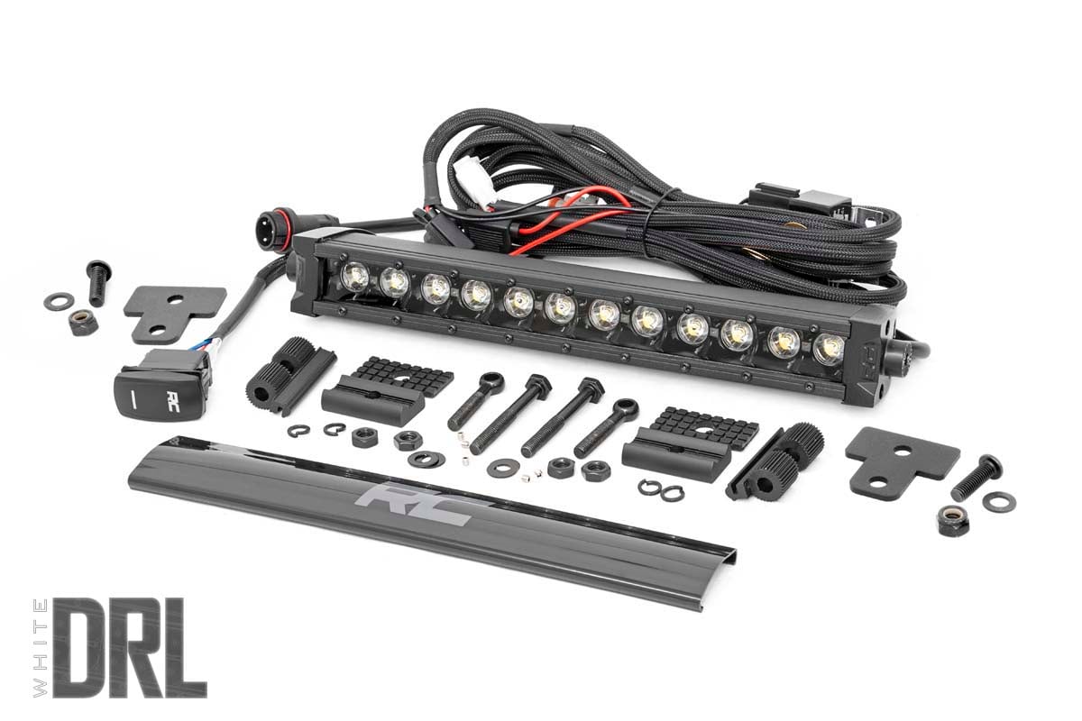 LED Light | Bumper Mount | 12" Black Single Row | White DRL | Can-Am Defender HD 8/HD 9/HD 10 | 97004