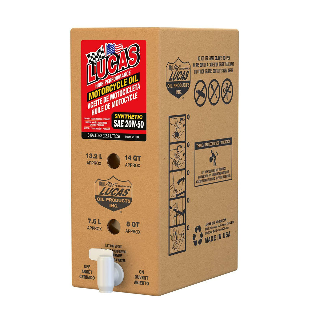 Lucas High Performance 4T Synthetic Engine Oil 20W50 - 6 Gallon Box (Part #18043)