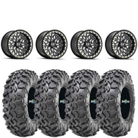 Hostile Glamis H333 Beadlock Wheels (Blade Cut) on Maxxis Carnivore Tires – UTV Wheel & Tire Kit