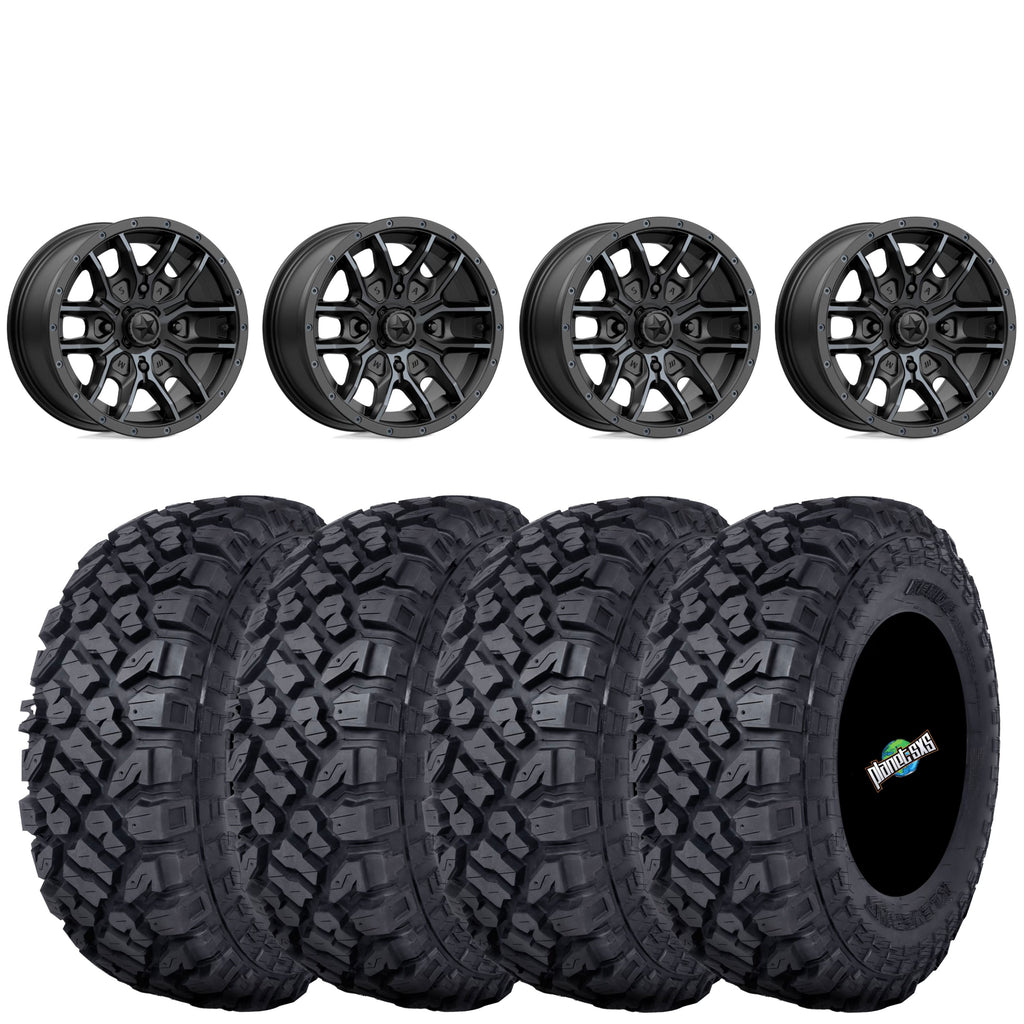 MSA M43 Fang Wheels Mounted on Kenda Klever XT Tires – UTV Kit | PlanetSXS