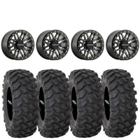 Raceline Ryno Beadlock Wheels + System 3 XTR370 Tires (Mounted Kit) – Gunmetal | Fits UTVs with 4x137 Bolt Pattern