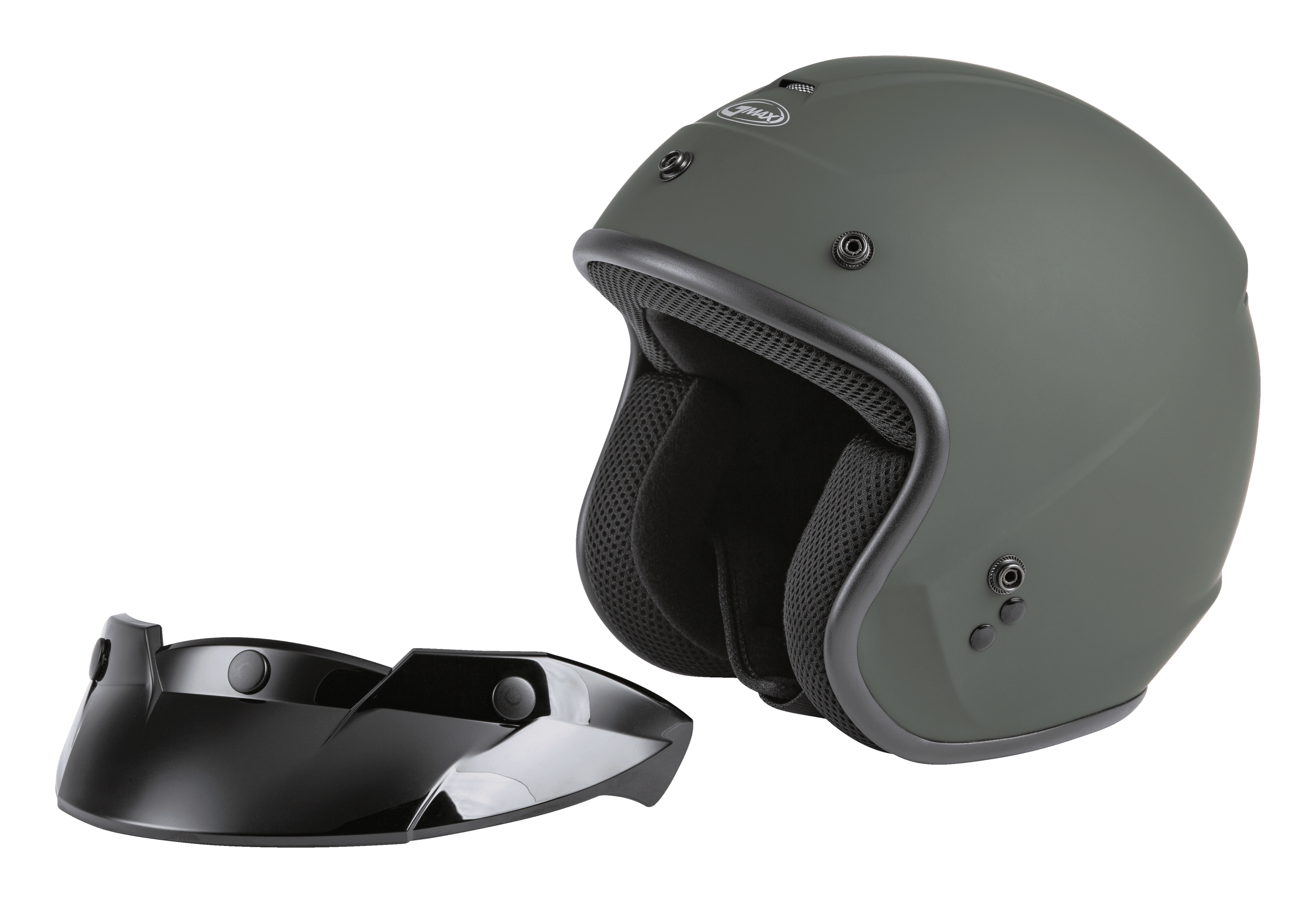 Of 2 Open Face Helmet Matte Green Xl
