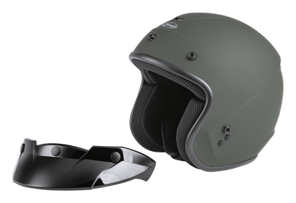 Of 2 Open Face Helmet Matte Green Lg