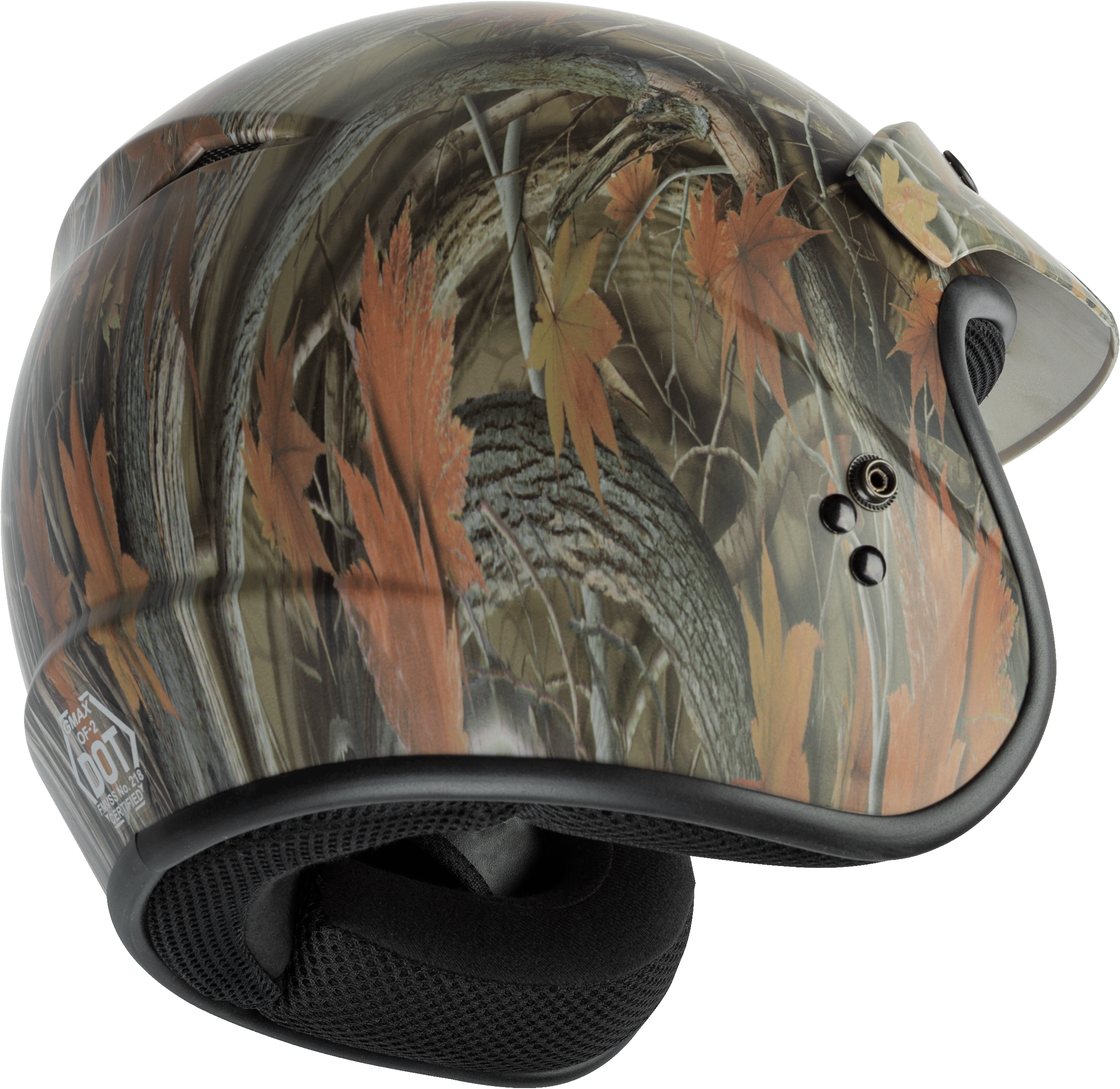 Of 2 Open Face Helmet Leaf Camo Lg