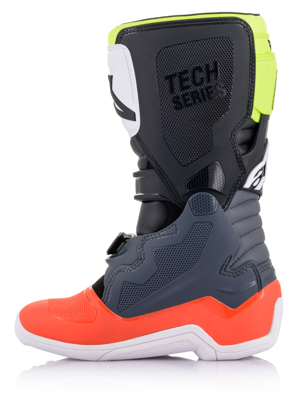 Tech 7s Boots Dark Grey/ Red Fluo/Yellow Fluo Sz 04