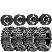 Valor V06 Beadlock Wheels + Maxxis Roxxzilla Tires (Mounted Kit) – 15x8 | Fits UTVs with 5/4.5 Bolt Pattern