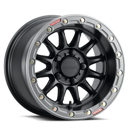 Raceline Alpha 5/4.5 Beadlocks satin black mounted on Obor Roc Scrapers