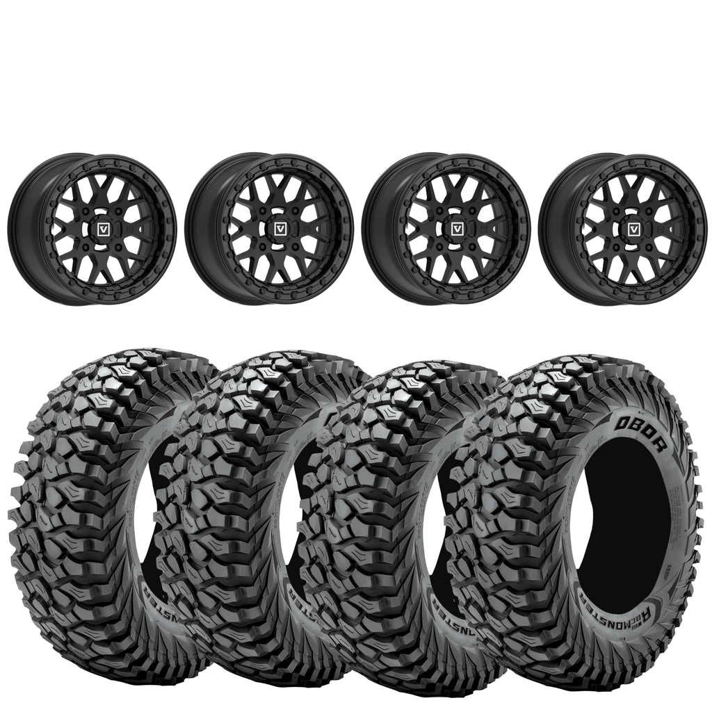 Valor V07 Beadlock Wheels + Journey Rock Poison Tires (Mounted Kit) – Fits UTVs with 4x137 Bolt Pattern | Available in Multiple Sizes