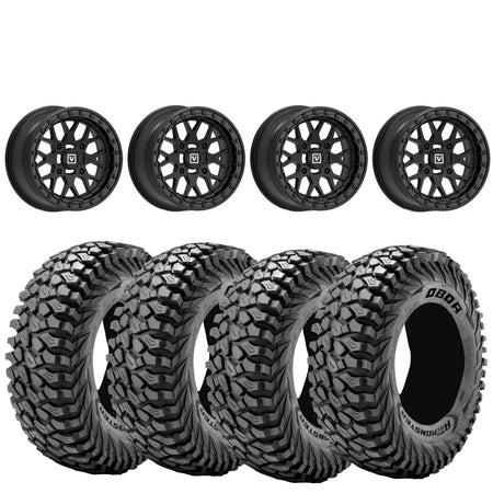 Valor V07 Beadlock Wheels + Journey Rock Poison Tires (Mounted Kit) – Fits UTVs with 4x137 Bolt Pattern | Available in Multiple Sizes