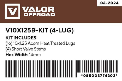 10x1.25 UTV Wheels Lug Kit