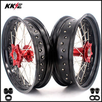 KKE 3.5 & 4.25 Supermoto Motard Wheels Rims for BETA RR 2013-2024 Red Hubs