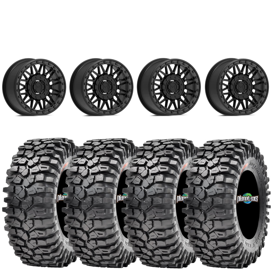 Valor V08 Beadlock Wheels + Maxxis Roxxzilla Tires (Mounted Kit) – 15x7 | 4x156 AND 4x137 Bolt Pattern | Rock-Ready Setup