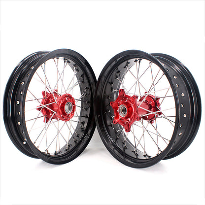 KKE 3.5 & 4.25 Supermoto Motard Wheels Rims for BETA RR 2013-2024 Red Hubs