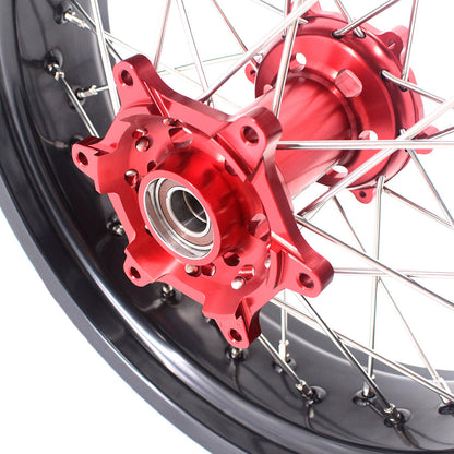 KKE 3.5 & 4.25 Supermoto Motard Wheels Rims for BETA RR 2013-2024 Red Hubs