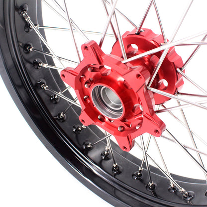 KKE 3.5 & 4.25 Supermoto Motard Wheels Rims for BETA RR 2013-2024 Red Hubs