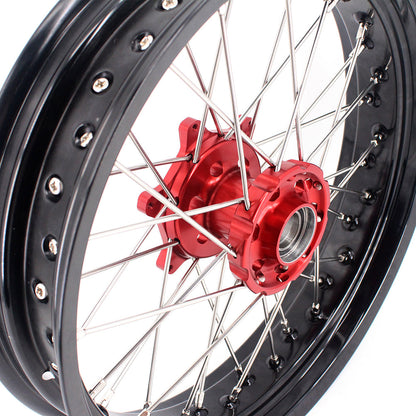 KKE 3.5 & 4.25 Supermoto Motard Wheels Rims for BETA RR 2013-2024 Red Hubs