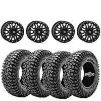 High Lifter HL23 Matte Black Beadlock Wheels on Obor RocScraper Tires – 4/137 UTV Wheel & Tire Kit
