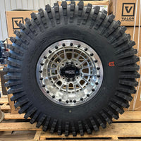 Metal FX Slayer R 15x10 Raw Machined Beadlocks on Maxxis Roxxzilla Tires – Mounted UTV Kit
