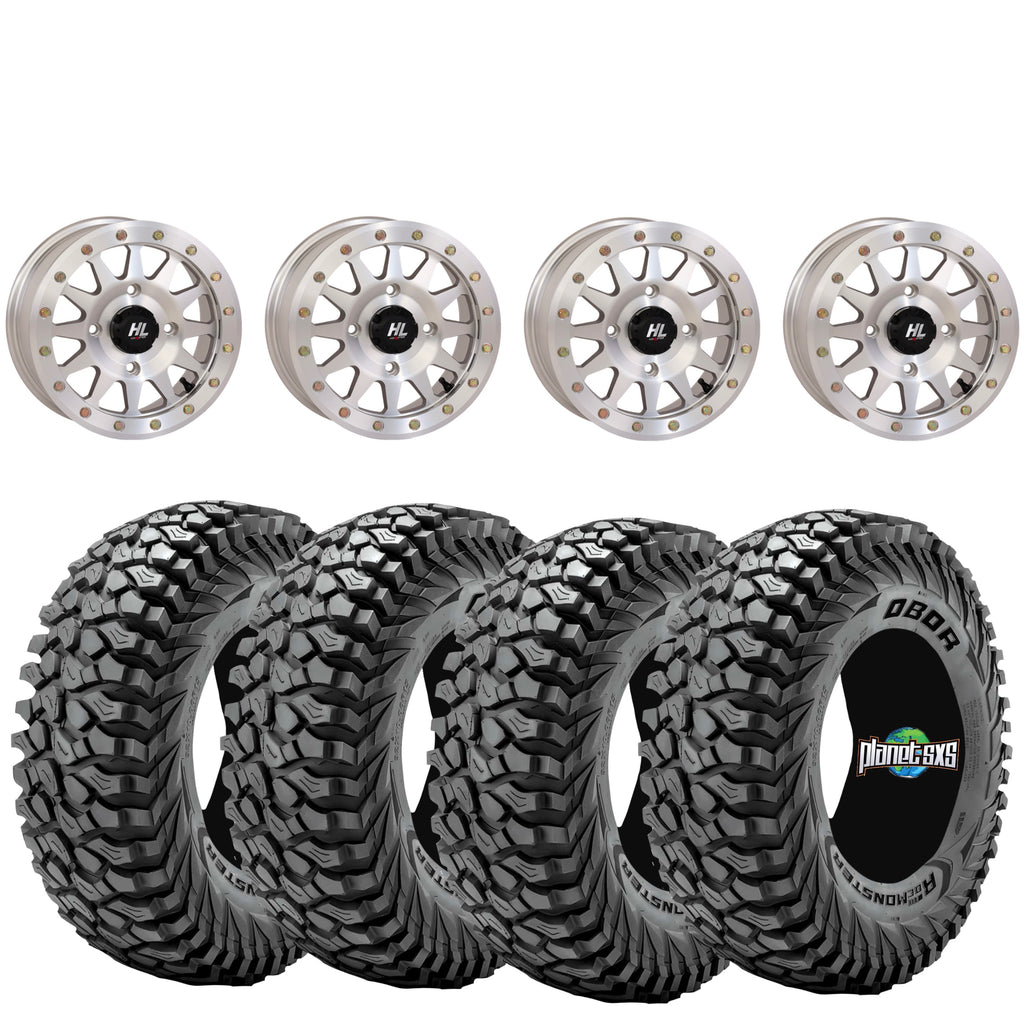 High Lifter HLA1 Machined Beadlock Wheels on Obor RocScraper Tires – 4/156 UTV Wheel & Tire Kit