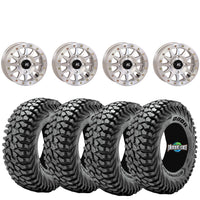 High Lifter HLA1 Machined Beadlock Wheels on Obor RocScraper Tires – 4/156 UTV Wheel & Tire Kit