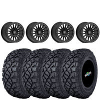 Valor Offroad V06 Satin Black Beadlocks mounted on 32x10-15 Kenda Klever XT