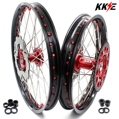 KKE 21&18 21&19 Wheels for HONDA CR125R 1995-1997 CR250R 1995-1996 Red Nipples