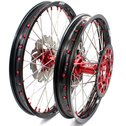 KKE 21/18 21/19 MX Wheels Rims Set For Honda XR400R 1996-2004 XR600R 1991-2000 Red Nipples