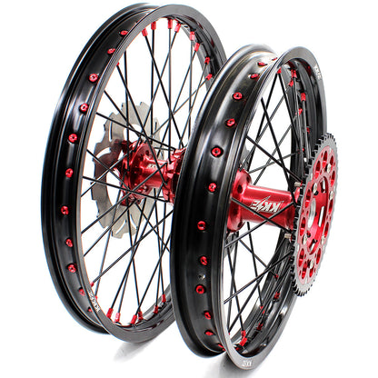 KKE 21&18 21&19 Wheels for HONDA XR650R 2000-2008 Discs Black Spokes