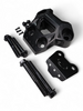 Detail of Can-Am Maverick R billet radius rod plate showing heim joint and rod bolt protection