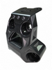 Built-in tow hook detail on Can-Am Maverick R black billet radius rod plate for recovery