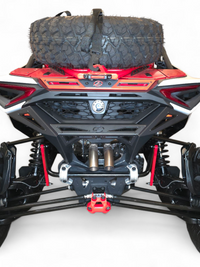 2024 Can-Am Maverick R Max 4-door fitted with Volt Rear Bumper in hammer black powder coat finish, full rear view