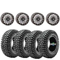 High Lifter HL23 Gunmetal Beadlock Wheels on Obor RocScraper Tires – 4/137 UTV Wheel & Tire Kit