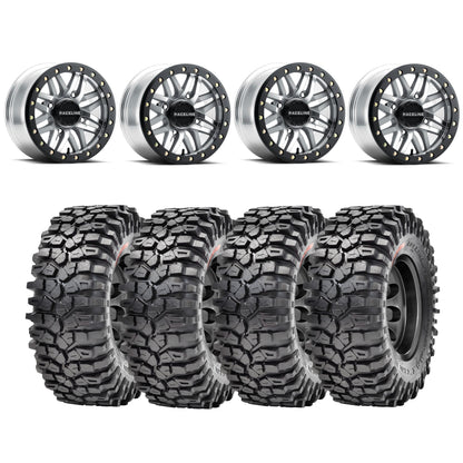 Raceline Ryno Beadlock Wheels + Maxxis Roxxzilla Tires (Mounted Kit)