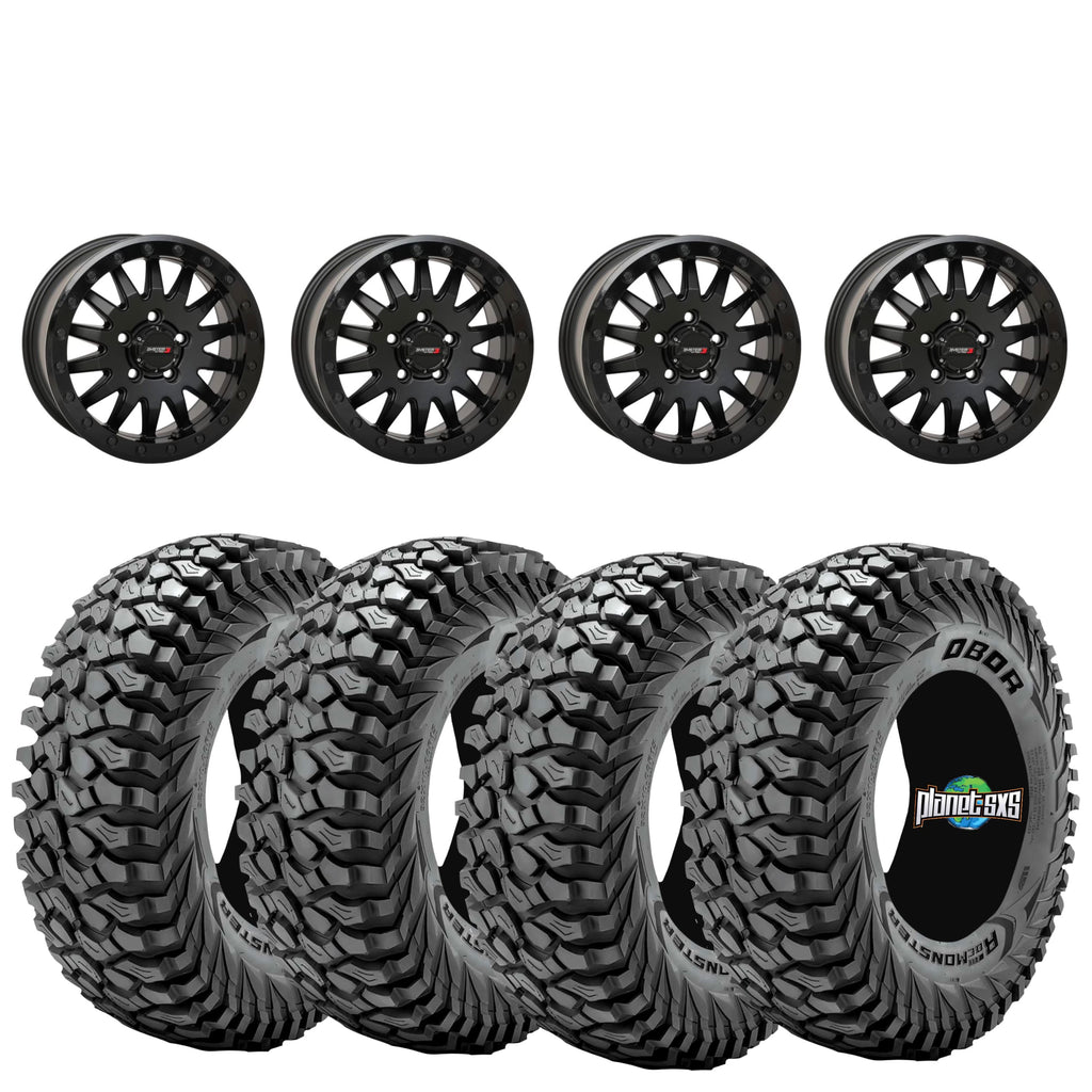 System 3 SB8 Beadlocks + Obor RocScraper Tires (Mounted UTV Kit) | Matte Black 6/5.5 bolt pattern PlanetSXS