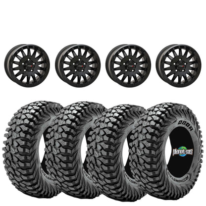 System 3 SB8 Beadlocks + Journey Rock Poison tires (Mounted UTV Kit) | Matte Black 5/4.5 bolt pattern PlanetSXS