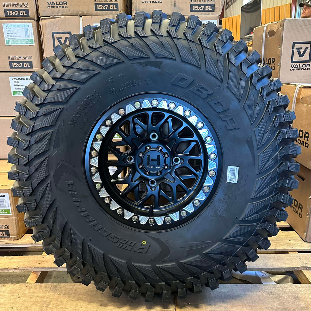HOSTILE GLAMIS H333 BEADLOCKS ASPHALT ON OBOR ROC SCRAPER 35X10-15