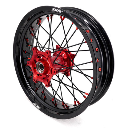 KKE 17inch Supermoto Wheels fit HONDA CRF250R 04-13 CRF450R 02-12 Black Spoke