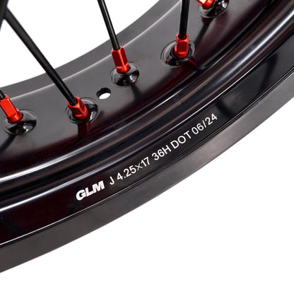KKE 17inch Supermoto Wheels fit HONDA CRF250R 04-13 CRF450R 02-12 Black Spoke