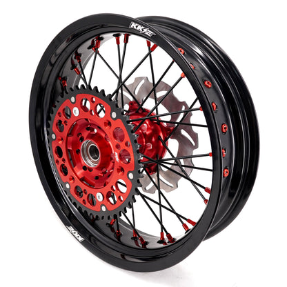 KKE 17inch Supermoto Wheels fit HONDA CRF250R 04-13 CRF450R 02-12 Black Spoke