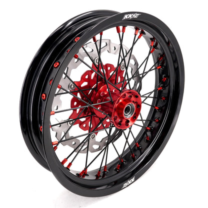 KKE 17inch Supermoto Wheels fit HONDA CRF250R 04-13 CRF450R 02-12 Black Spoke