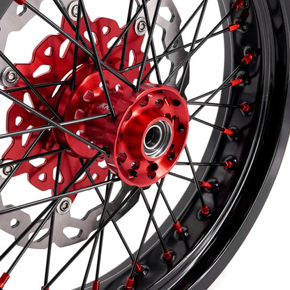 KKE 17inch Supermoto Wheels fit HONDA CRF250R 04-13 CRF450R 02-12 Black Spoke