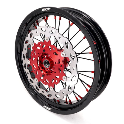 KKE 17inch Supermoto Wheels fit HONDA CRF250R 04-13 CRF450R 02-12 Black Spoke